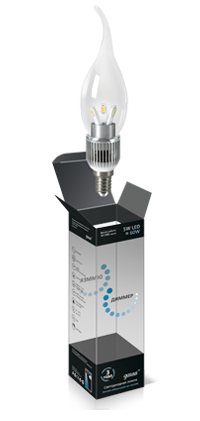 Лампа LED свеча на ветру димм. для хр. люстр прозр. 5W E14 2700K Gauss